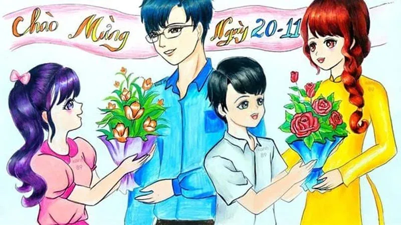 Vẽ tranh 20 11 đơn giản đẹp lớp 5: 100+ ảnh đẹp nhất · ảnh 3
